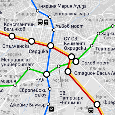 Карта на София с метрото